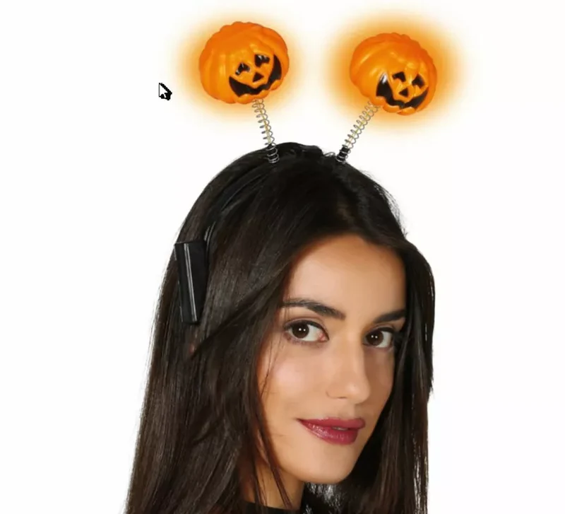 Diadema de Calabaza naranja con luz Universal Adulto