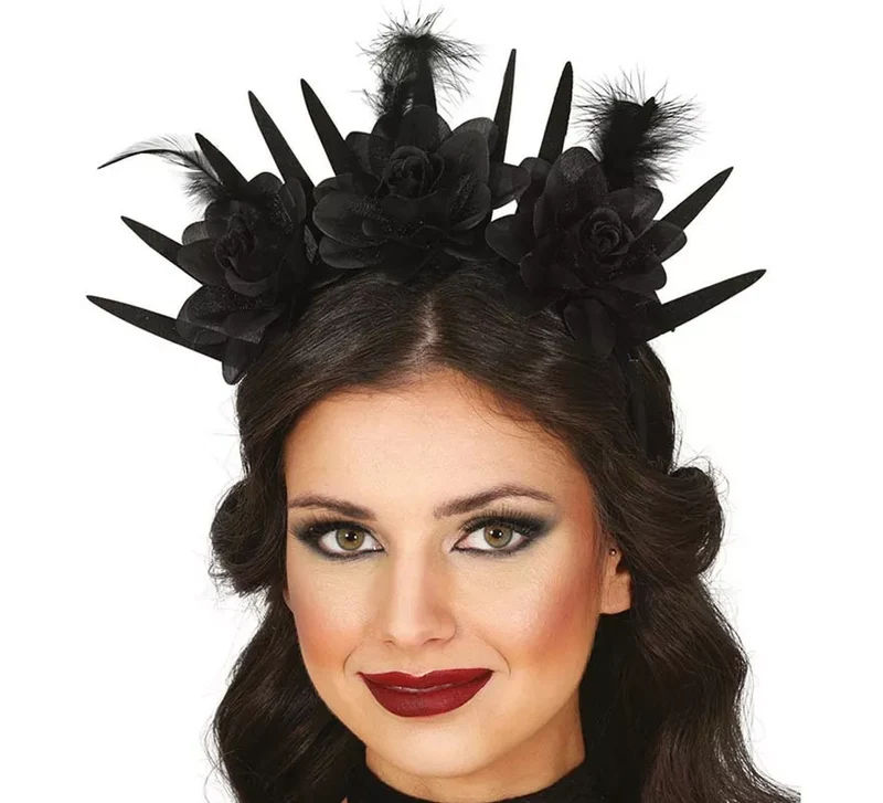 Diadema Flores negras Universal Adulto