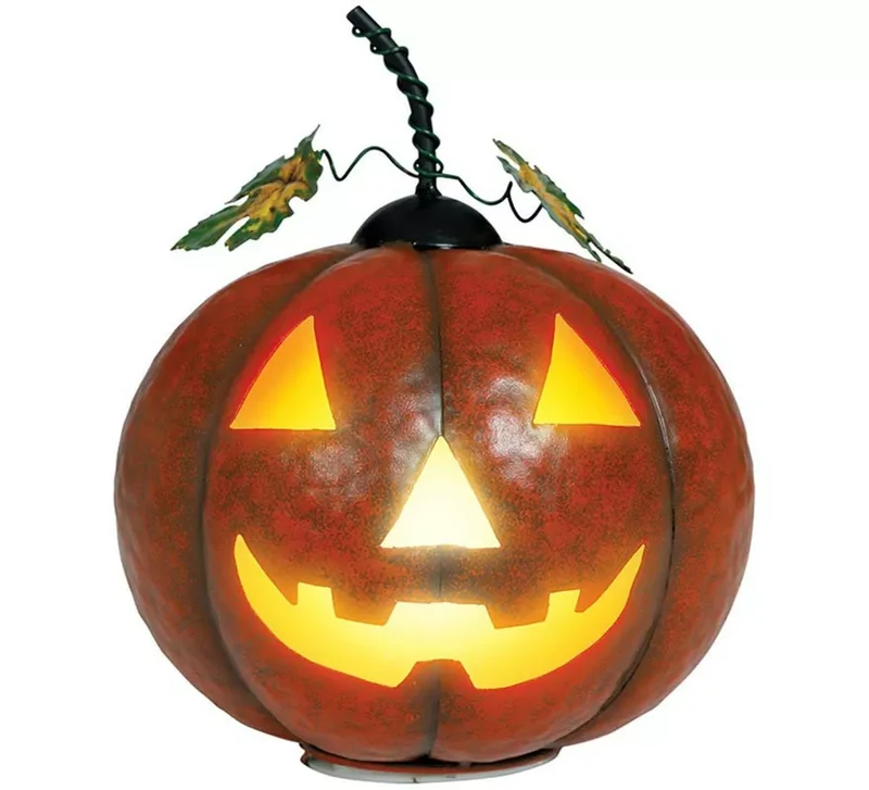 Calabaza Metálica naranja con Luz 16 cm Sin talla