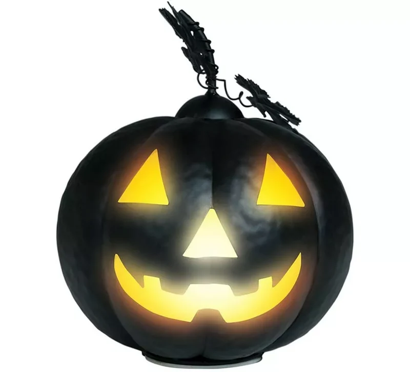 Calabaza Metálica negra con Luz 16 cm Sin talla