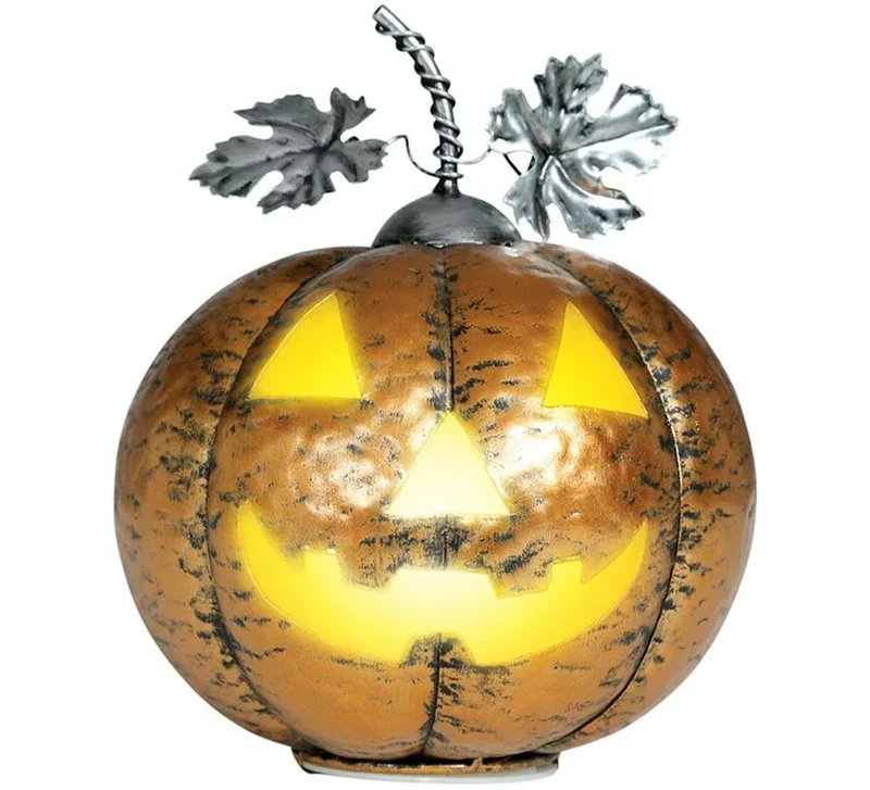 Calabaza Metálica oro con Luz 16 cm Sin talla