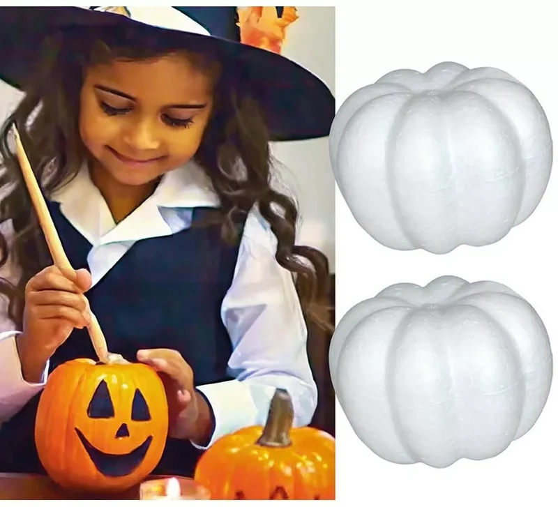 2 Calabazas blancas de corcho para Decorar 10x8 cm Sin talla