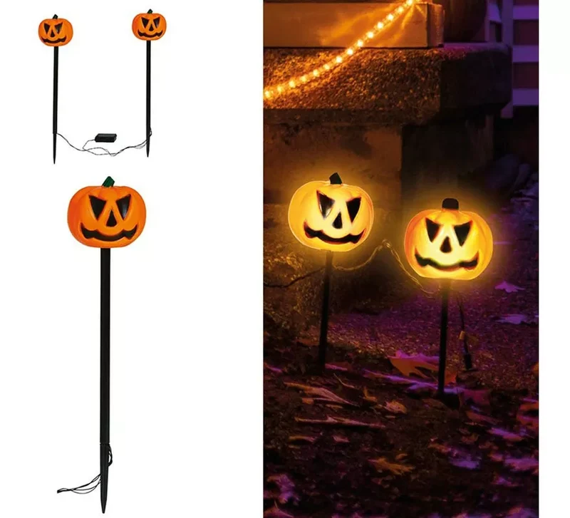 2 Faroles Calabazas con Luz para Jardín 50 cm Sin talla