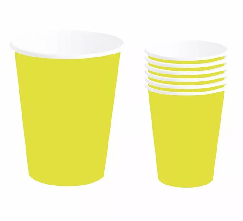 Pack de 6 Vasos Neón Amarillo de 240 ml (90 cm) T.Única