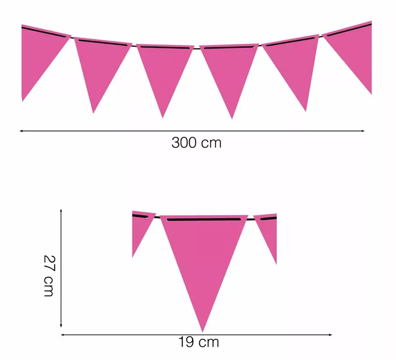 Gallardete Neón Fucsia de Papel de 300 cm 19X27 cm T.Única