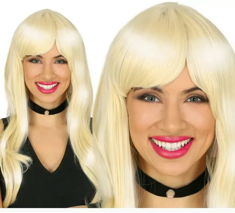 Peluca Melena Rubia de los años 80 en caja Universal Adulto