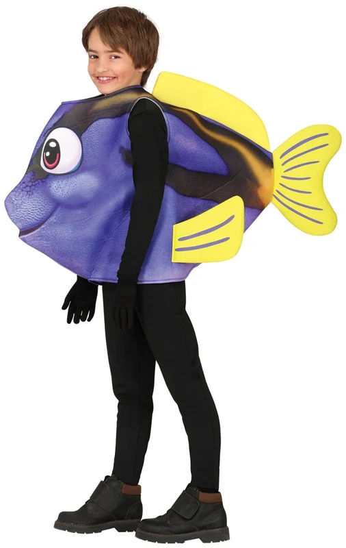 Fisch Kostüm Blau Gelb Kind 5-6 Jahre