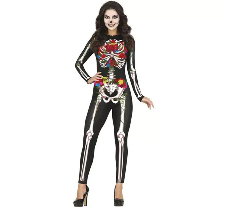 Disfraz de Esqueleto Flores multicolor para mujer L