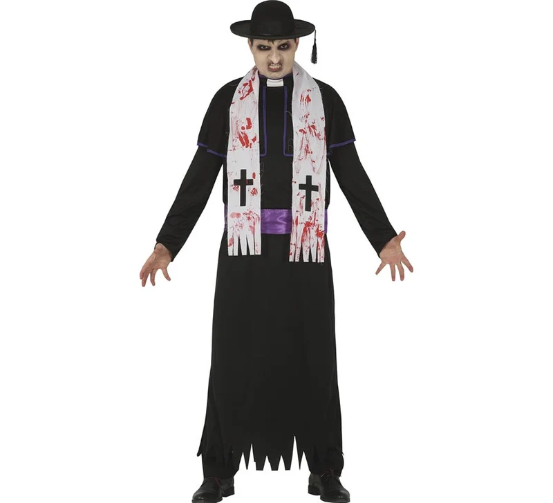 Disfraz de Sacerdote Zombie para hombre XL