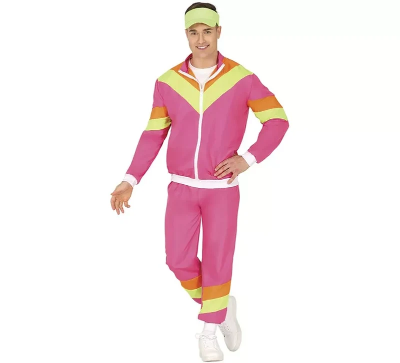 Disfraz de Chándal rosa y amarillo neón para hombre M