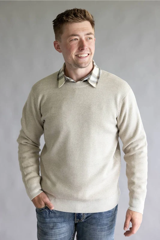 1897 Original Ribbed Crewneck Sweater for Men Silver Combo / XL / Silver Combo