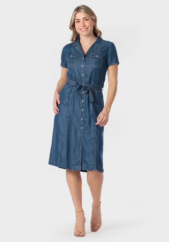Lyocell Shirt Dress - Blue Denim Blue Denim / 50