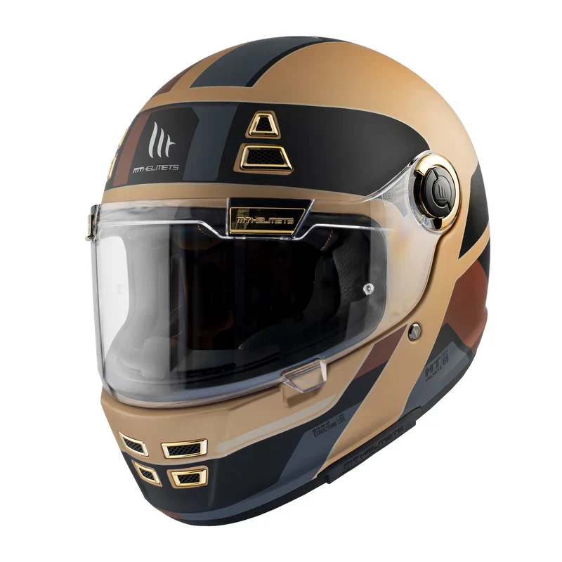 MT JARAMA 68TH C9 MATE CAPACETES INTEGRAL DE MOTO RETRO XL / MATE GOLD