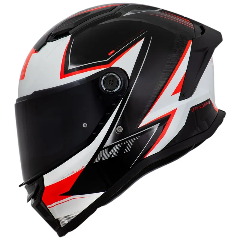Capacete MT Stinger 2 SR B5 Branco Vermelho 58