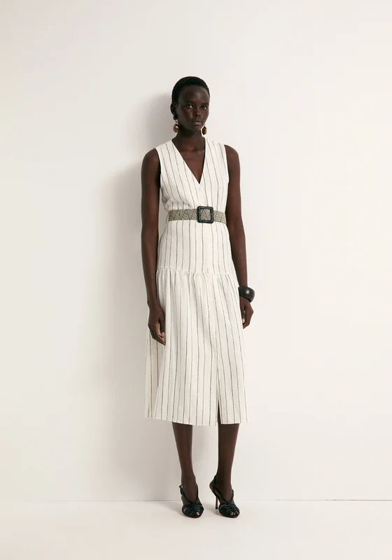 Linen Shirt White Dress - White White / M
