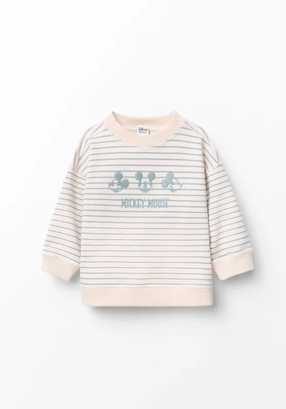 Striped Mickey Mouse Sweatshirt - White White / 6m