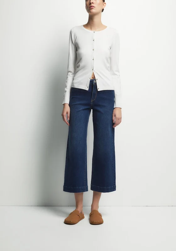 Wide Leg Culotte Jeans - Denim Dark Wash / 44