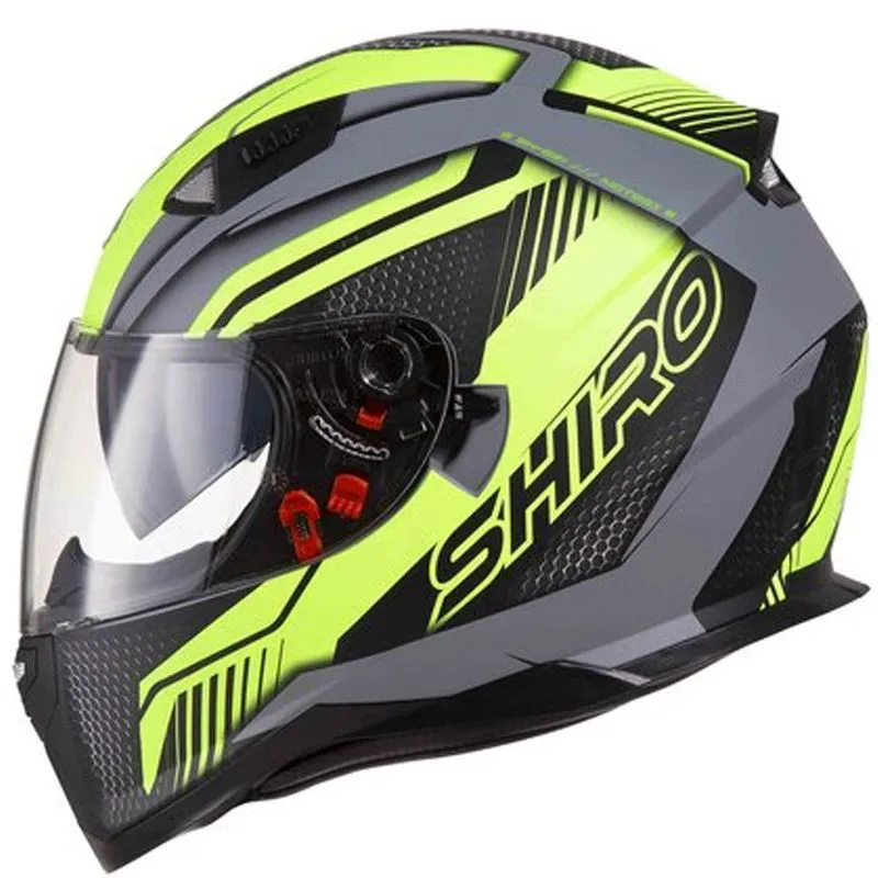Capacete Shiro SH-881 SV Motegi 2 Cinza Fosco Amarelo