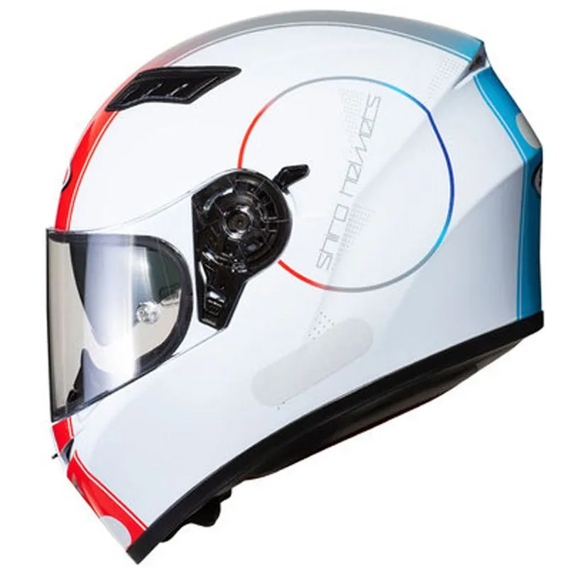 Capacete Shiro SH-600 Robotic Branco Vermelho Azul