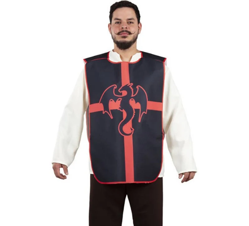 Peto Medieval Dragón negro con rojo para adulto Universal Adulto