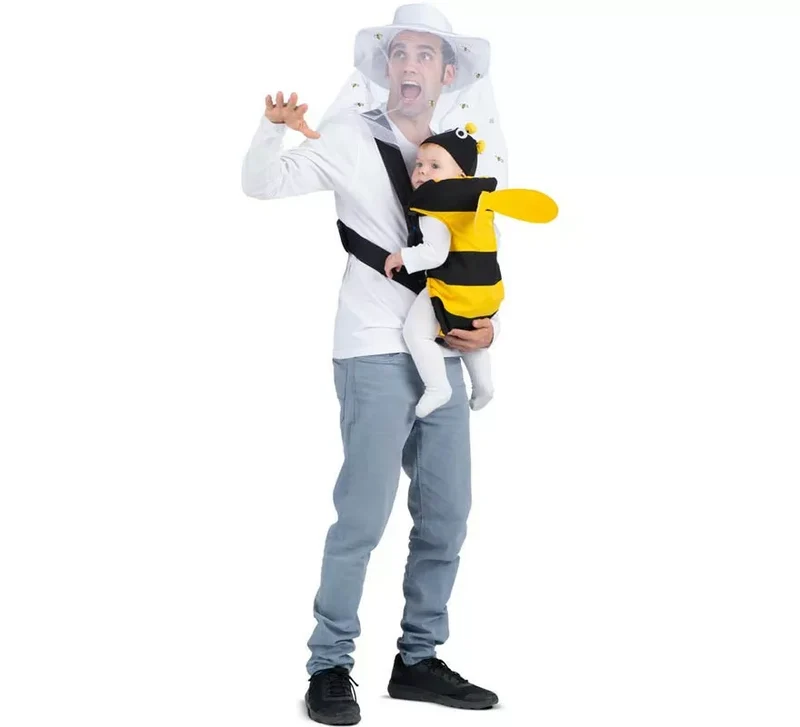Disfraz de Apicultor y Abeja con cubremochila para adulto y bebé Universal Adulto