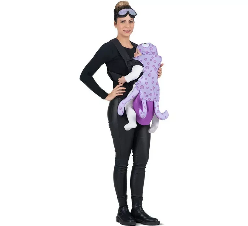 Disfraz de Buceador y Pulpo con cubremochila para adulto y bebé Universal Adulto