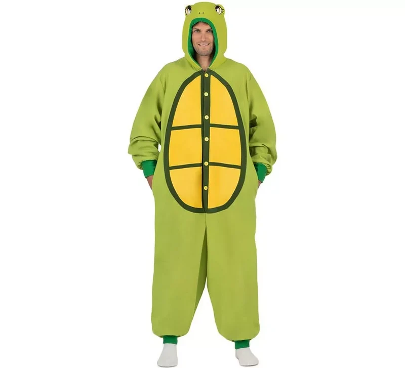 Disfraz o Pijama de Tortuga con capucha y cola para adulto L/XL