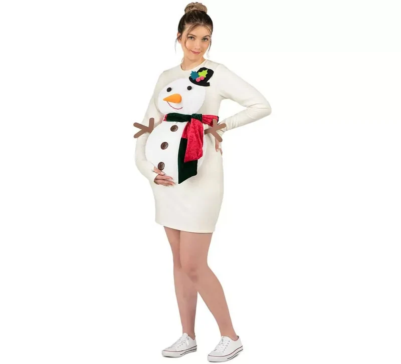 Disfraz de Muñeco de Nieve en vestido para embarazadas M
