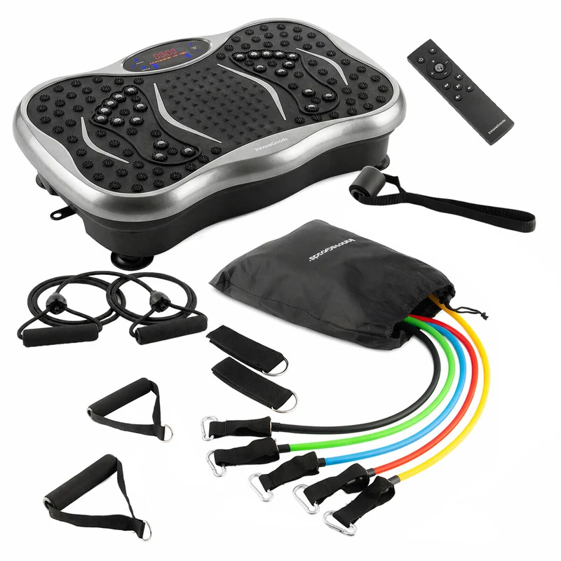 Vibrationsplatte Pack mit Lautsprecher, Fernbedienung und Widerstandsbändern mit Übungsanleitung InnovaGoods