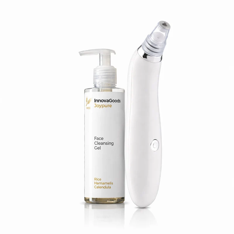 Set Elektrischer Gesichtsreiniger gegen Mitesser und Gesichtsreinigungsgel Rice Joypure 200 ml InnovaGoods