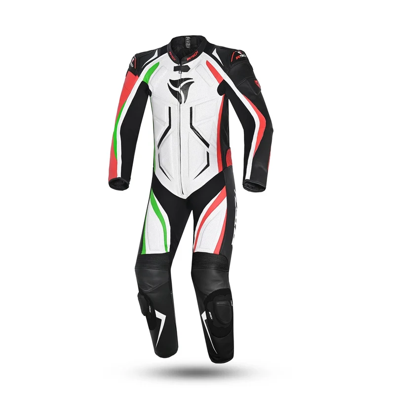 R-TECH DEFENDER GP 1 PC Fatos De Moto Preto Vermelho Verde 58 / Blanco/Negro/Rojo/Verde