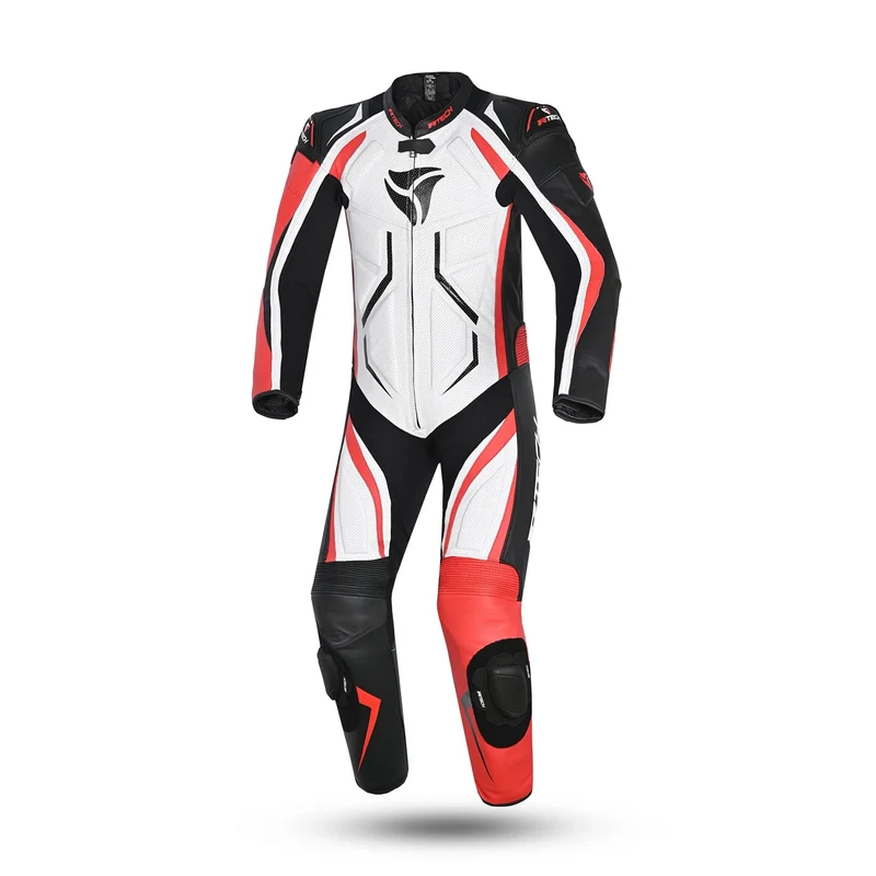 R-TECH DEFENDER GP 1 PC Fatos De Moto Branco Preto Vermelho 52 / Blanco/Negro/Rojo