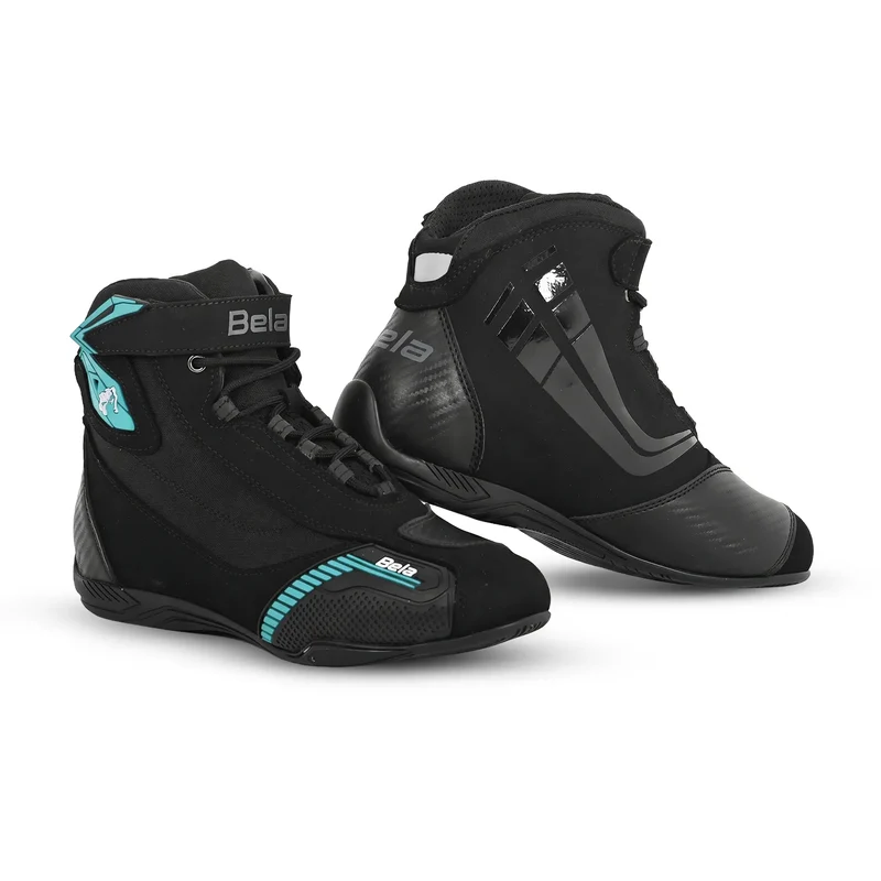 BELA KIVA BOTAS DE MOTO COURO SENHORA TURQUESA PRETO 41 / Turquesa Negra
