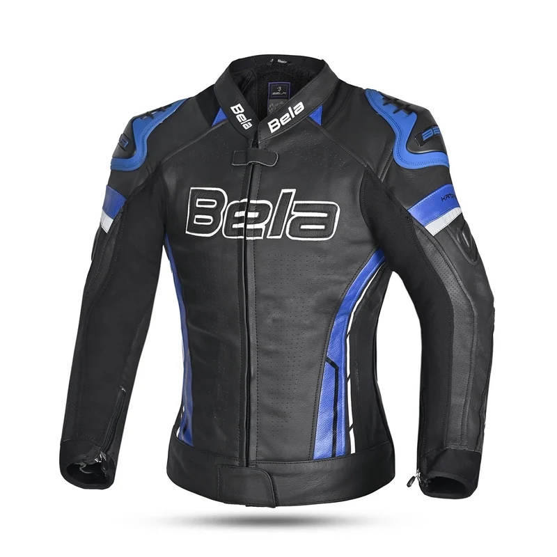 BELA Rocket Casacos De Moto senhora Piel Preto Azul 3XL / PRETO AZUL