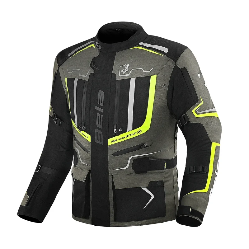 BELA WATSON Casacos De Moto Senhora Preto Cáqui Amarelo Branco 6XL / PRETO CAQUI AMARILLO BLANCO