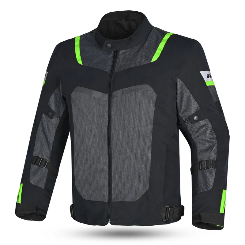 R-TECH SPIRAL MESH Casacos De Moto Textil Preto Cinza Verde Fluor M / Negro/Gris/ Verde fluo