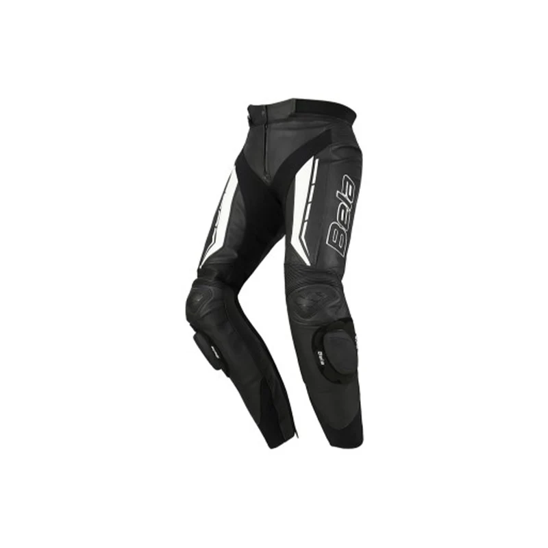 BELA ROCKET Calcas De Moto Couro Homem Preto Branco 62 / PRETO BLANCO
