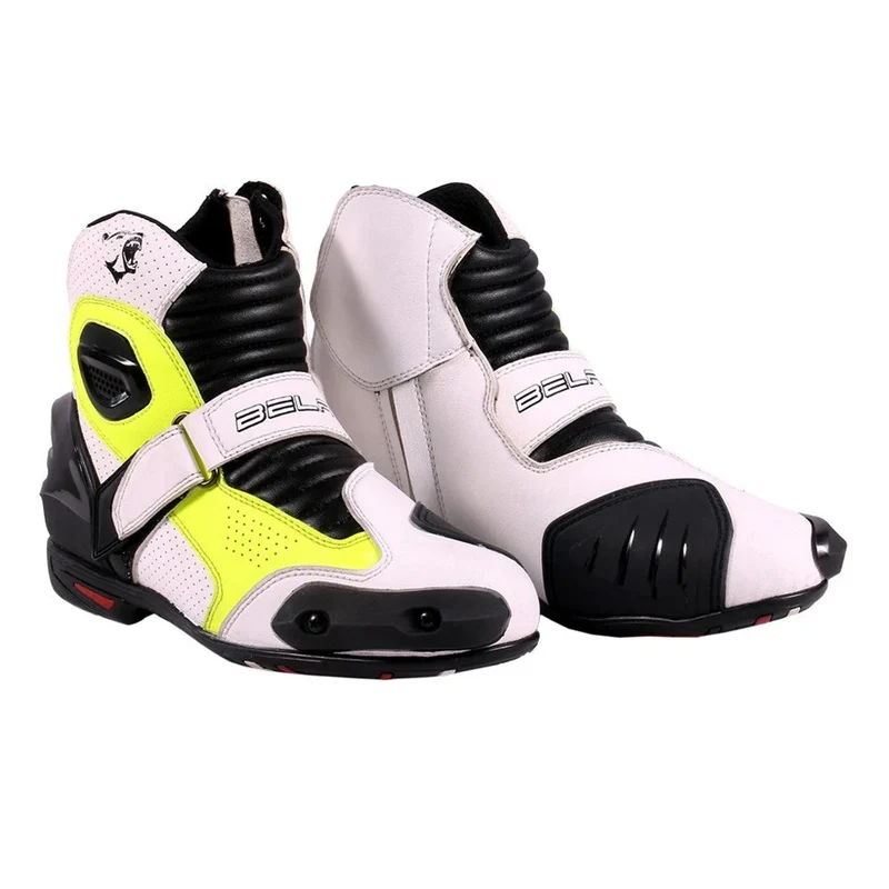 BELA FASTER Botas De Moto Couro Branco Fluor Amarelo 37 / BLANCO AMARILLO FLUOR