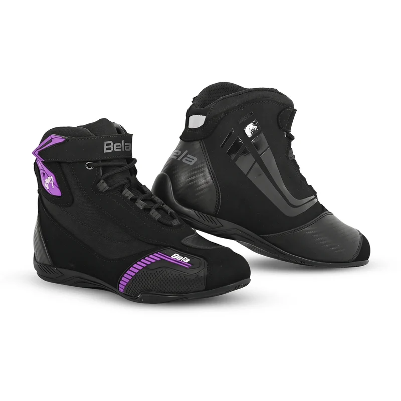BELA KIVA BOTAS DE MOTO SENHORA COURO PRETO PÚRPURA 43 / PRETO PURPURA