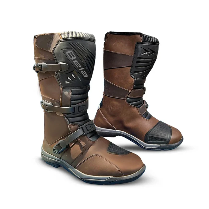 BELA BELIZE WP BOTAS DE MOTO COURO AVENTURA LONGA MARROM 39 / MARROM