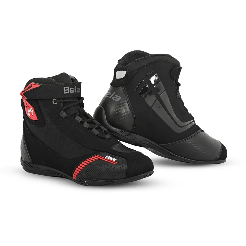BELA KIVA BOTAS DE MOTO HOMEM COURO PRETO VERMELHO 47 / Preto Vermelho
