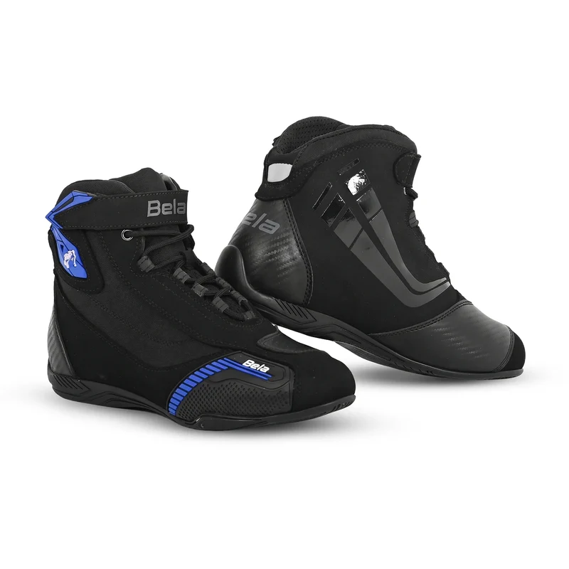 BELA KIVA BOTAS DE MOTO HOMEM COURO PRETO AZUL 45 / Negro/Azul