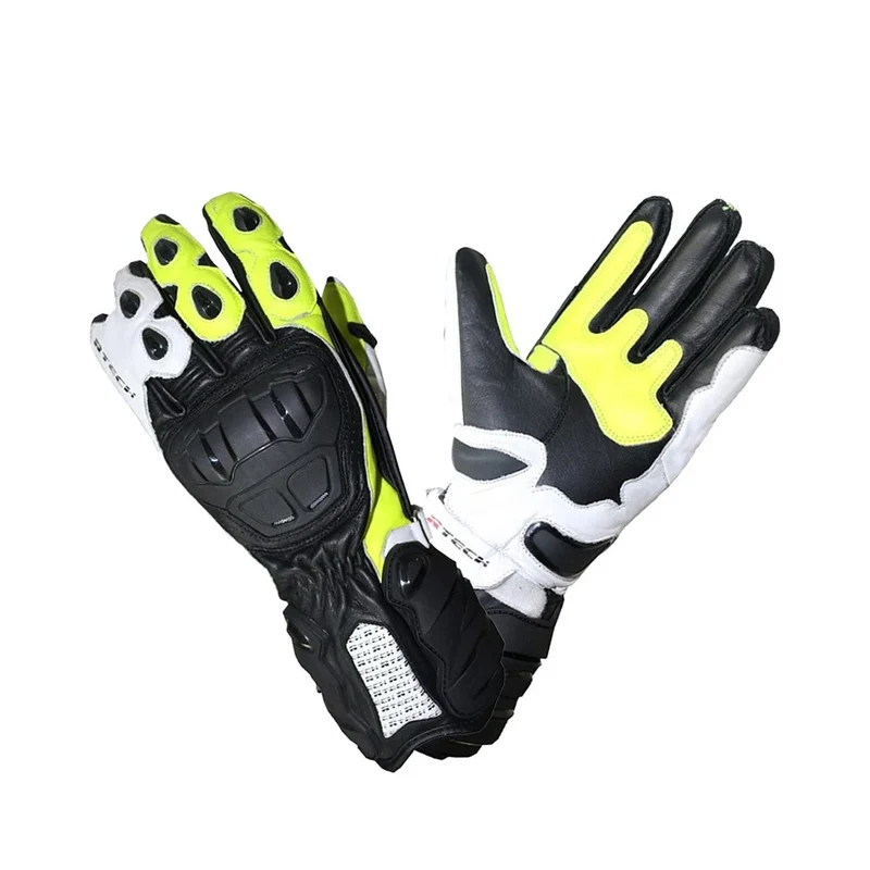 R-TECH HAWK Luvas De Moto Couro Preto Fluor Amarelo M / Negro/Amarillo Fluor