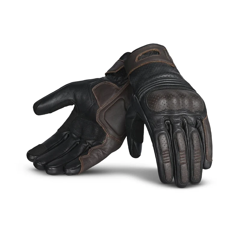 BELA RUSH LUVAS DE MOTO HOMEM COURO PRETO MARROM XL / PRETO MARROM