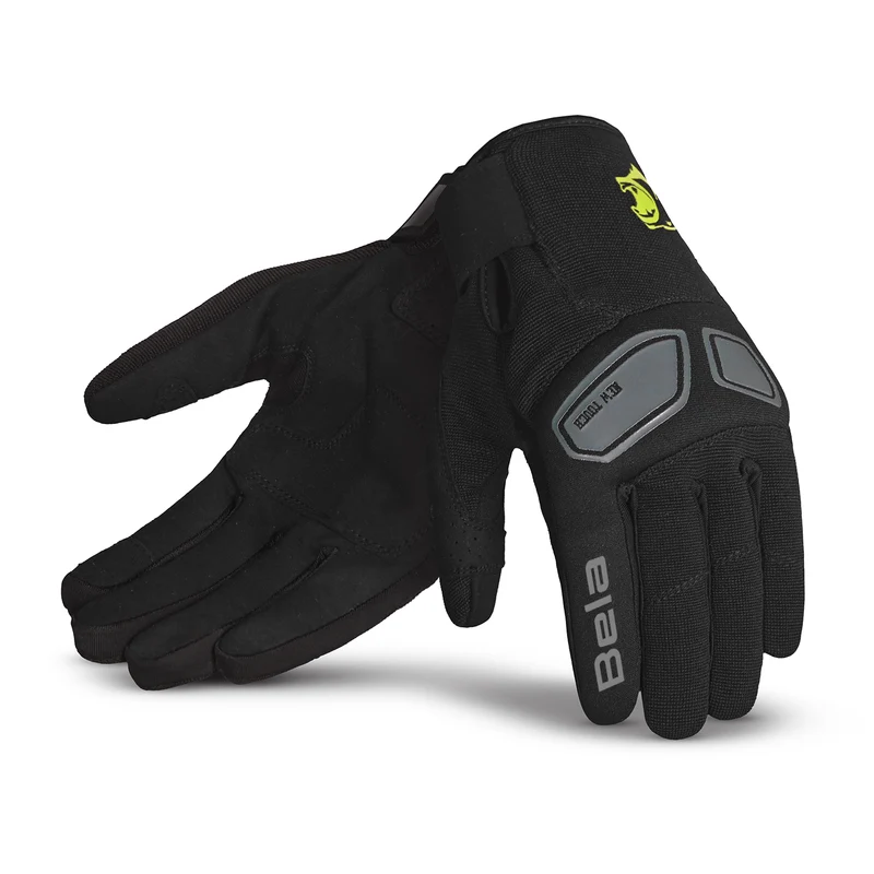 BELA LMBU 2 LUVAS DE MOTO TEXTIL PRETO AMARELO 3XL / Preto