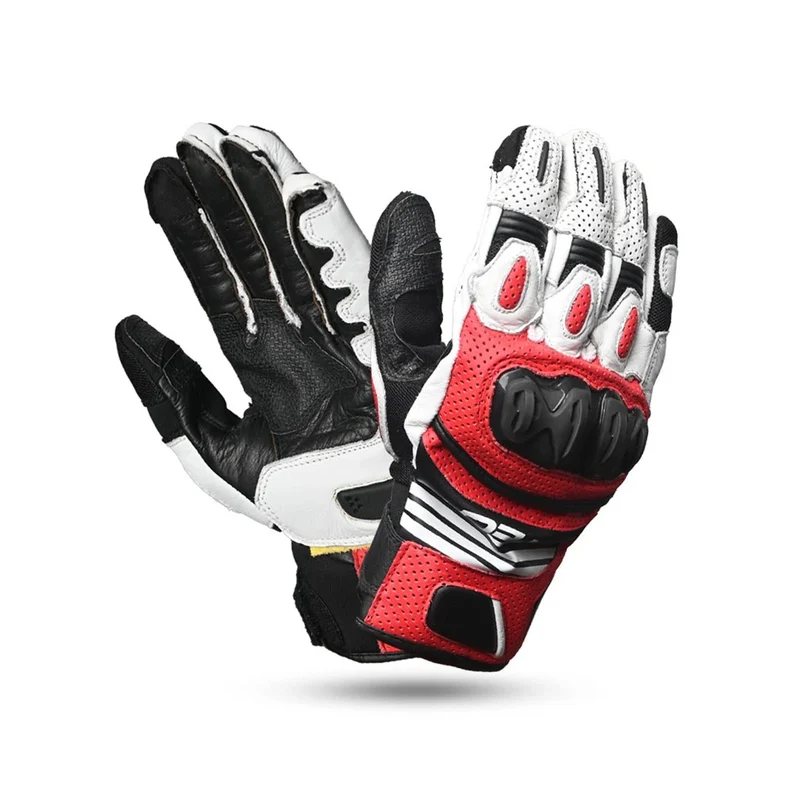 R-TECH ROCCO Luvas De Moto Couro Preto Fluor Vermelho XL / Preto Fluorescente Vermelho