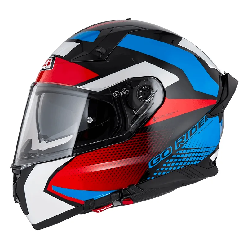 Capacete NZI Go Rider Quadri Preto Vermelho Azul 64