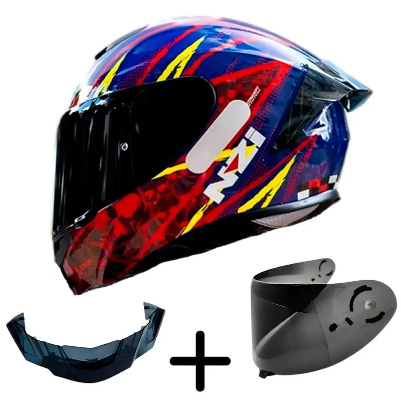 Capacete NZI Trendy 3 Stream Flag Azul Vermelho Preto 60