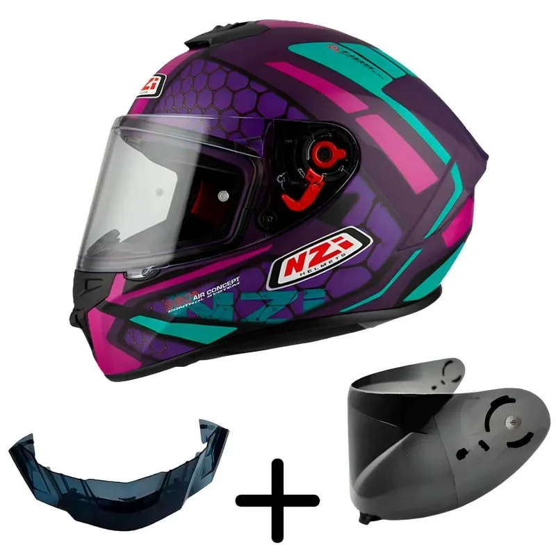 Capacete NZI Trendy 3 Stream Overtaking Capacete NZI Trendy 3 Stream Roxo Rosa Fosco 62