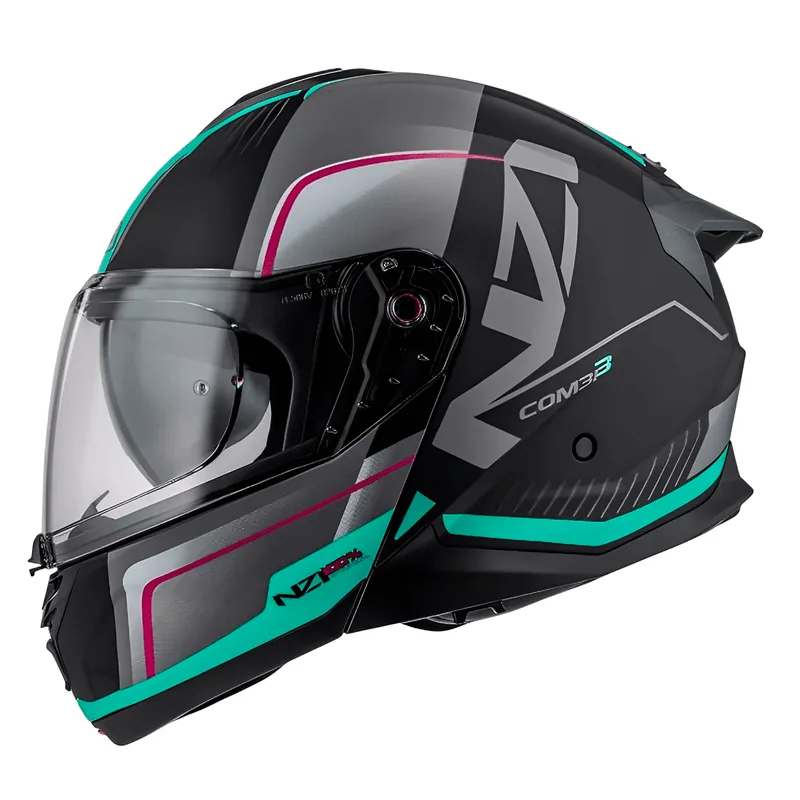 Capacete NZI Combi 3 Duo Orbe Preto Anthracite Turquesa 58